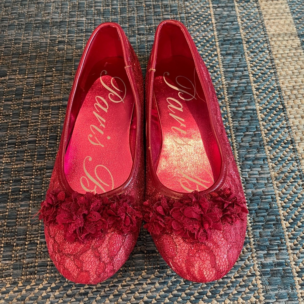 Paris Blues Red Lace Floral Dress Shoes